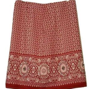Elie Tahari Red White Skirt Size Small Lined Paisl